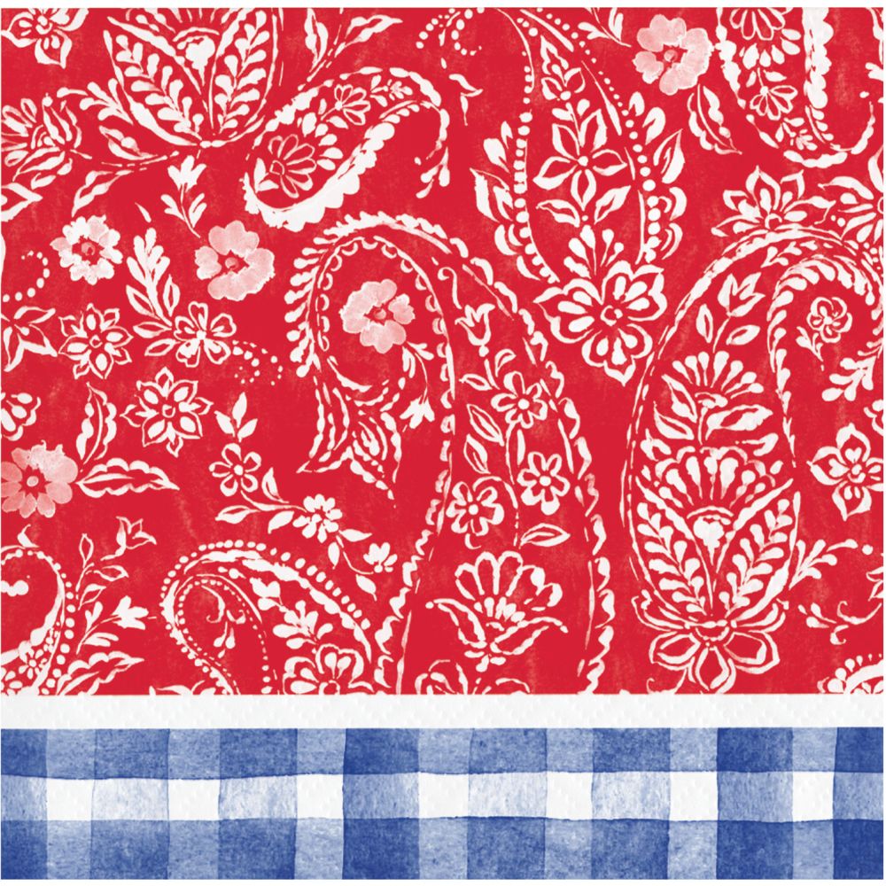 Picnic Paisley Plaid Beverage Napkins Party At Lewis Elegant Party