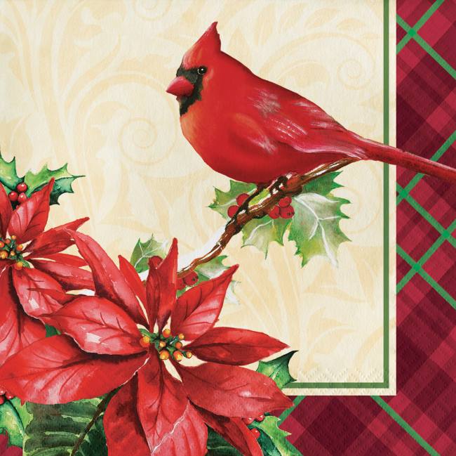 Holiday Plaid Poinsettia Symbols Lunch Napkins Party At Lewis Elegant