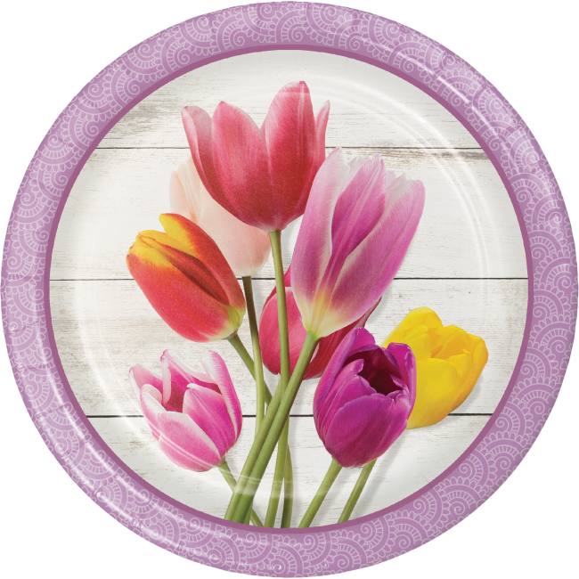 Beautiful Tulip Blossoms 9 Inch Plates Party At Lewis Elegant Party