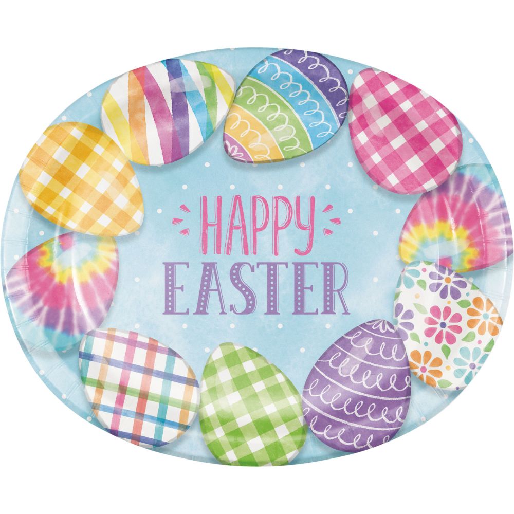 Vibrant Easter Eggs 12-inch Oval Plates: Party at Lewis Elegant Party ...