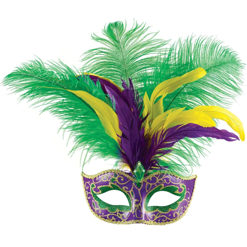 Amscan Mardi Gras Feather Diamond Glitter Mask