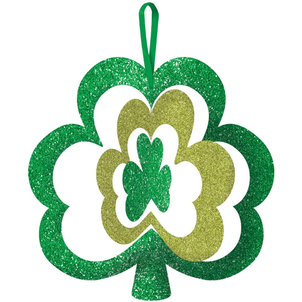 Shamrock Fiberboard Hanging Glitter Decoration Party At Lewis Elegant   35116 