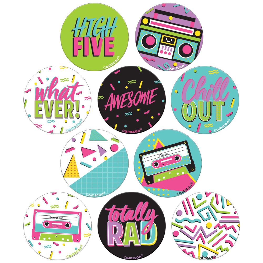 Awesome 80's Button Assortmant: Party at Lewis Elegant Party Supplies ...