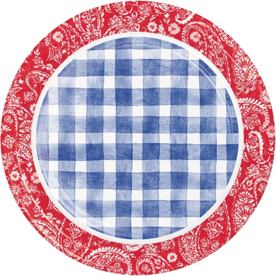 Picnic Paisley Plaid 9 inch Plates Party at Lewis Elegant Party Supplies Plastic Dinnerware Paper Plates and Napkins