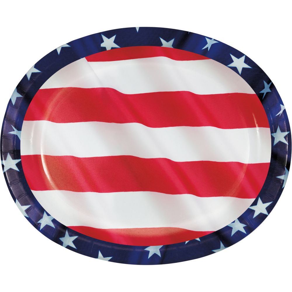 Stars and Stripes 12-inch Oval Plates: Party at Lewis Elegant Party ...