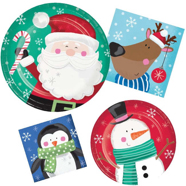 Characters of Christmas Paper Plates and Napkins