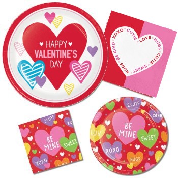 Valentine Party Paper Paper Plates and Napkins