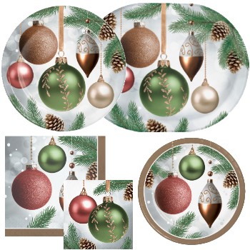 Dazzling Ornaments Paper Plates and Napkins