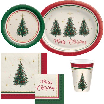 Elegant Evergreen Paper Plates and Napkins