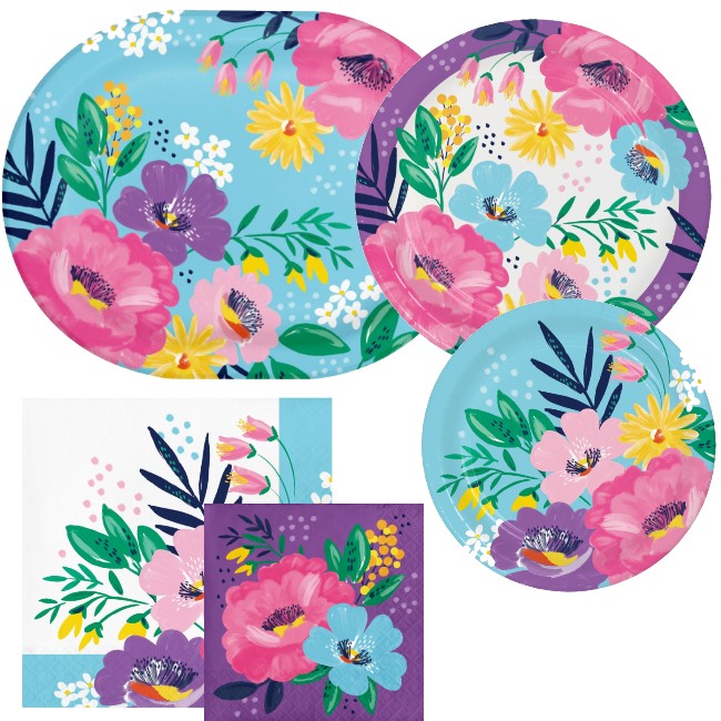 Fresh Florals Paper Plates and Napkins