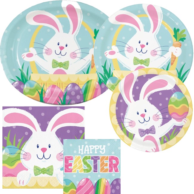 Hoppy Easter Bunny Paper Plates and Napkins
