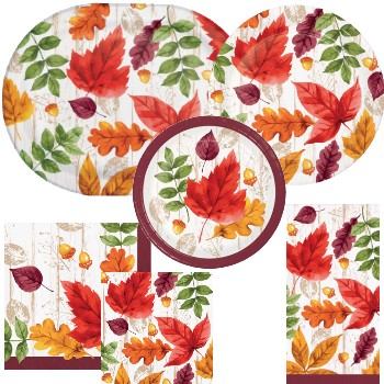 Lush Autumn Leaves Paper Plates and Napkins