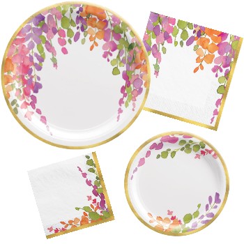 Romantic Floral Paper Plates and Napkins