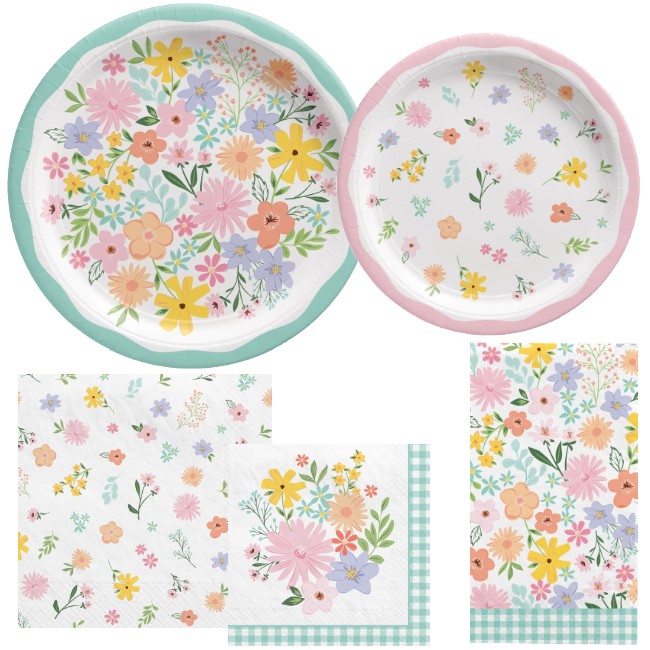 Springtime Blooms Paper Plates and Napkins