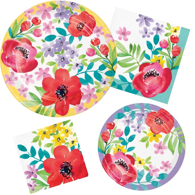 Spring Poppies Paper Plates and Napkins