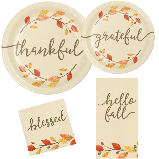 Thankful Paper Plates and Napkins