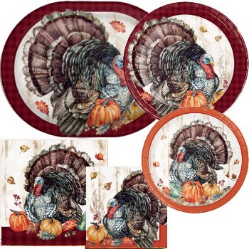 Timeless Turkey Paper Plates and Napkins