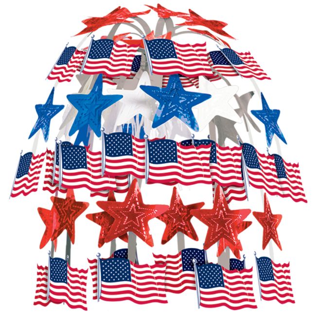 American Flag 24-inch Hanging Cascade Chandelier Decoration: Party at ...