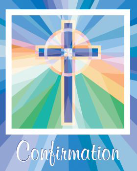 Stained Glass Confirmation Invitations, Blue: Party At Lewis Elegant 