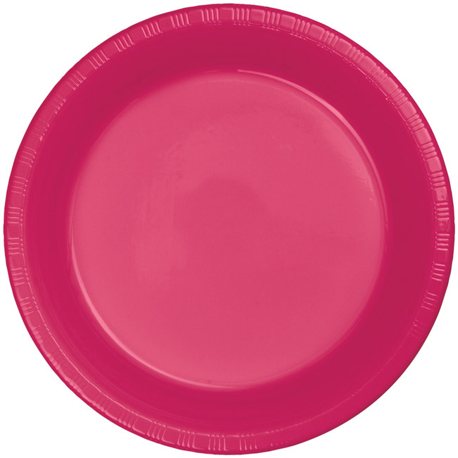 Hot Magenta 10 inch Premium Plastic Plates Party at Lewis Elegant