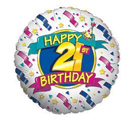 Happy 21st Birthday Foil Balloon: Party at Lewis Elegant Party Supplies ...