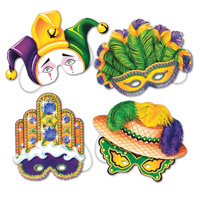 Mardi Gras Mask Assortment w/Elastic 24 Per Pack  