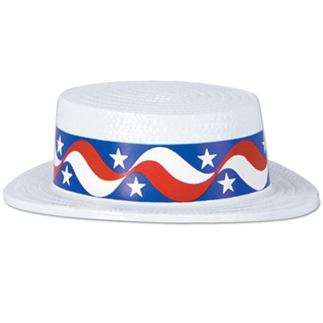 Patriotic Red White and Blue Plastic Skimmer Hat Party at Lewis