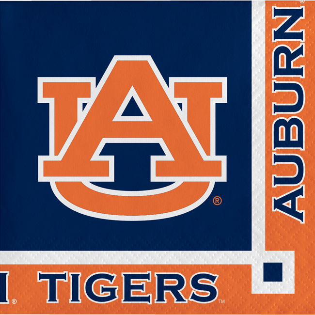 Auburn Tigers Beverage Napkins: Party at Lewis Elegant Party Supplies ...