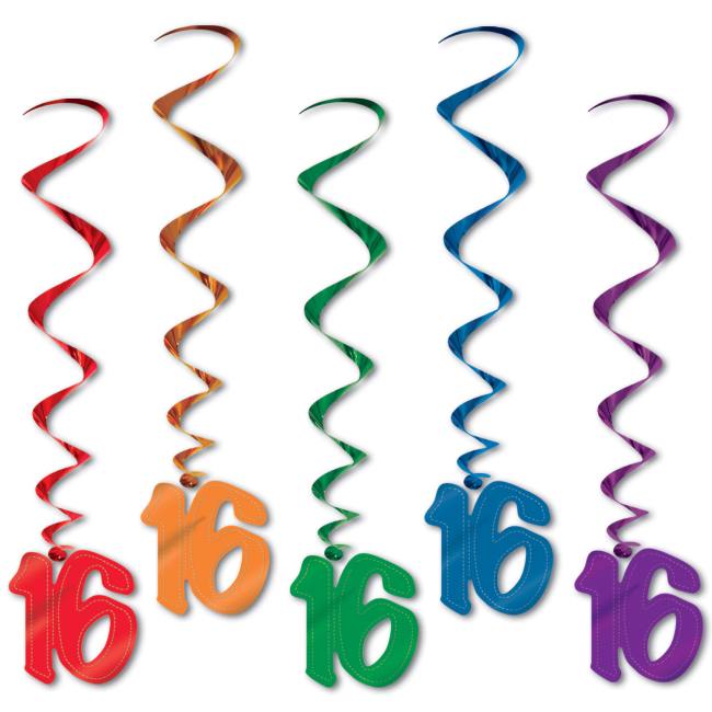 16th Birthday Hanging Whirls: Party at Lewis Elegant Party Supplies ...