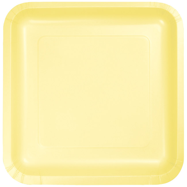 yellow paper plates and napkins