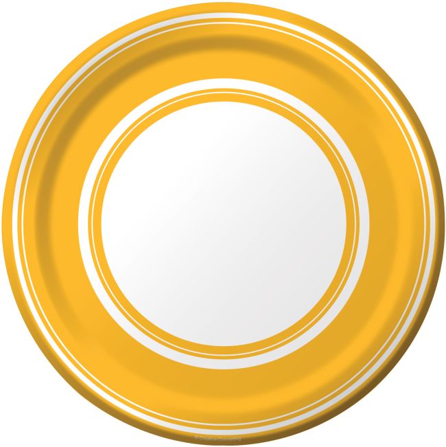 yellow paper plates and napkins