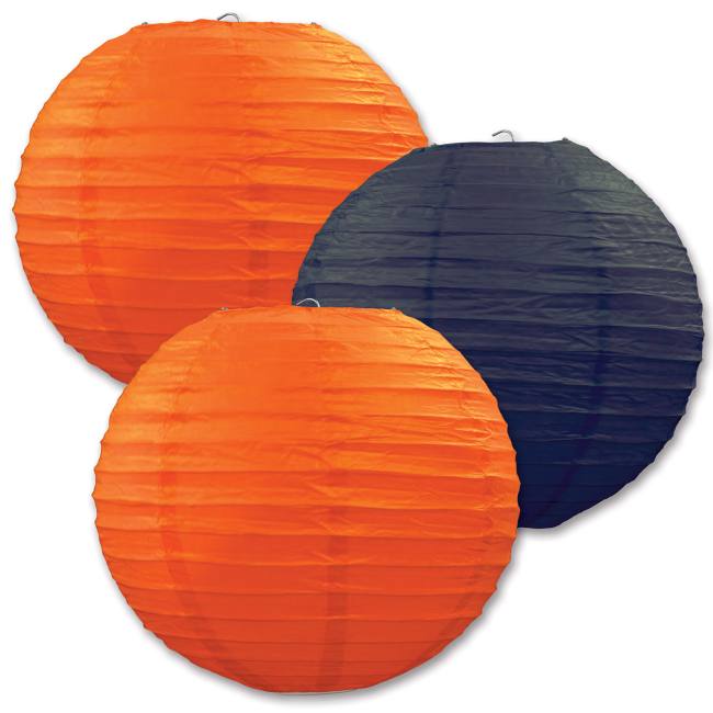 orange and black paper plates