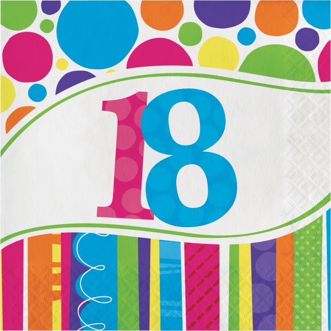 Bright & Bold 18th Birthday Lunch Napkins: Party at Lewis Elegant Party ...