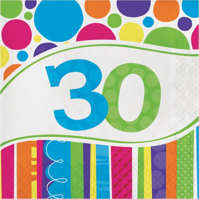 Bright And Bold 30th Birthday Lunch Napkins Party At Lewis Elegant Party Supplies Plastic