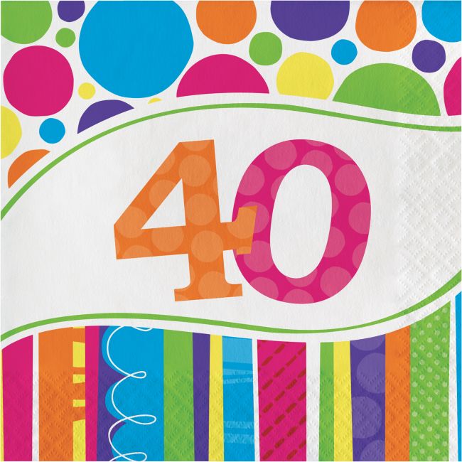 Bright & Bold 40th Birthday Lunch Napkins: Party at Lewis Elegant Party ...