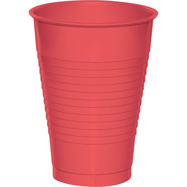 Coral Premium 12 oz Plastic Cups: Party at Lewis Elegant Party Supplies ...