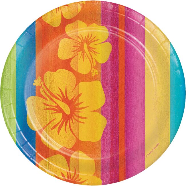 Sunset Stripes Hibiscus 9 Inch Plates High Count Party At Lewis