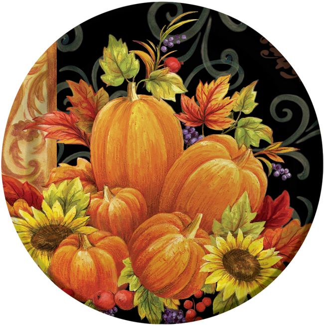 Pumpkin Tapestry 9-inch Plates: Party At Lewis Elegant Party Supplies 