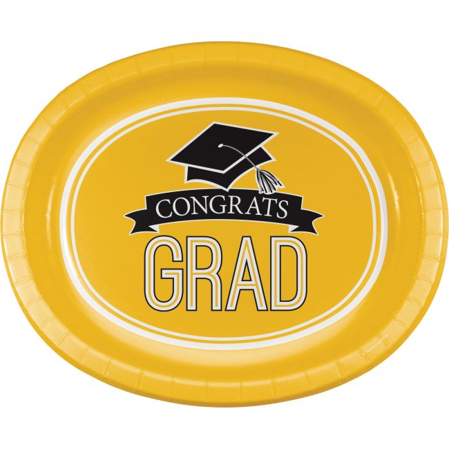 Graduation School Spirit 12-inch Oval Plates Yellow: Party at Lewis ...