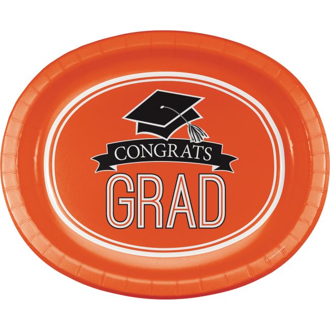 Graduation School Spirit 12-inch Oval Plates Orange: Party at Lewis ...