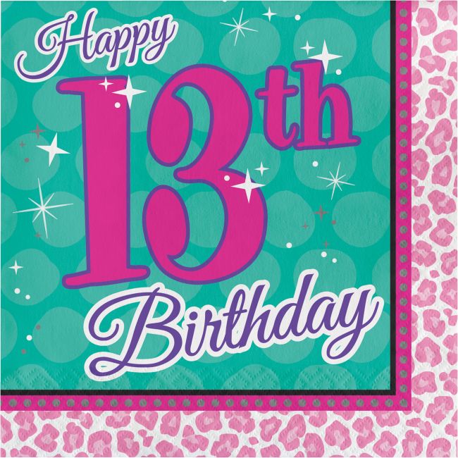 Sparkle Spa Happy 13th Birthday Lunch Napkins: Party at Lewis Elegant ...