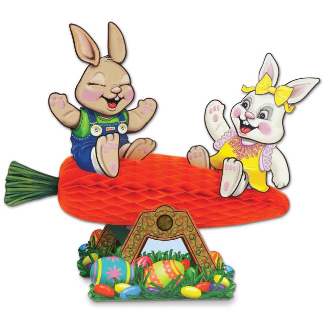 Easter Carrot Seesaw w/Bunnies Centerpiece: Party at Lewis Elegant ...