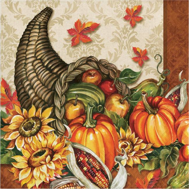 Harvest Cornucopia Lunch Napkins: Party at Lewis Elegant Party Supplies ...