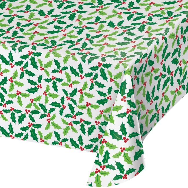 Holly Vinyl Tablecloth: Party at Lewis Elegant Party Supplies, Plastic ...