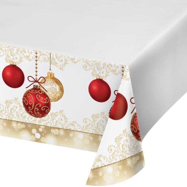 Opulent Ornaments Plastic Tablecloth Party At Lewis Elegant Party Supplies Plastic Dinnerware