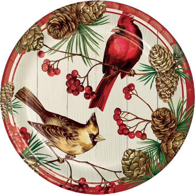 Winter Cardinal 10-inch Plates: Party at Lewis Elegant Party Supplies ...