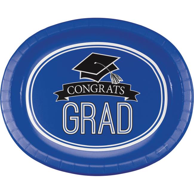 Graduation School Spirit 12-inch Oval Plates Cobalt Blue: Party at ...