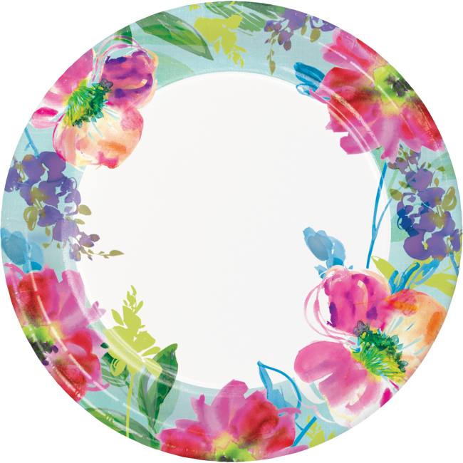 Painterly Floral 9-inch Plates: Party at Lewis Elegant Party Supplies ...