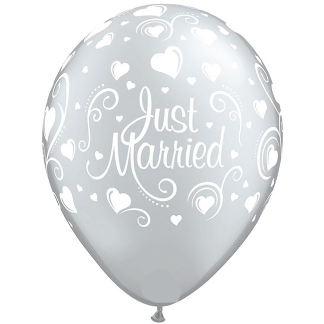 Just Married 11-inch Qualatex Latex Balloons: Party at Lewis Elegant ...