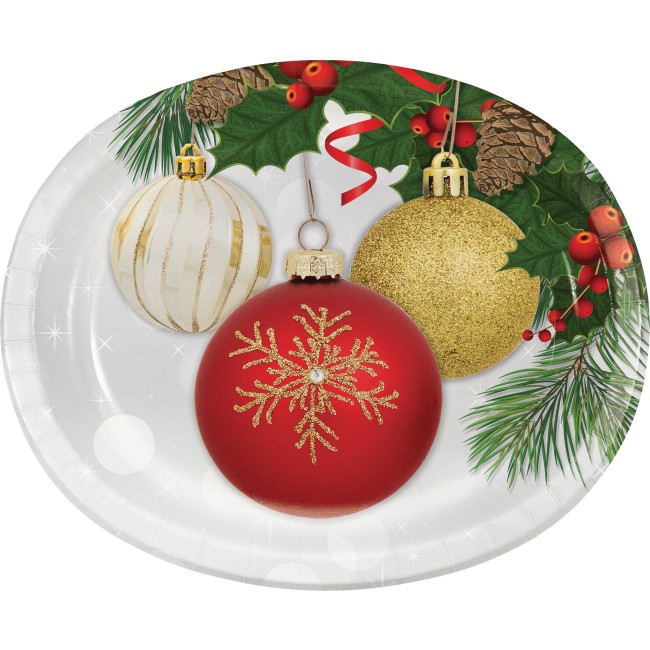 Christmas Ornament Elegance 12inch Oval Plates Party at Lewis Elegant